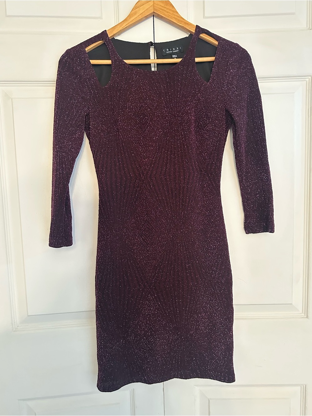 Trixxi Plum Sparkle Long Sleeve Bodycon Dress